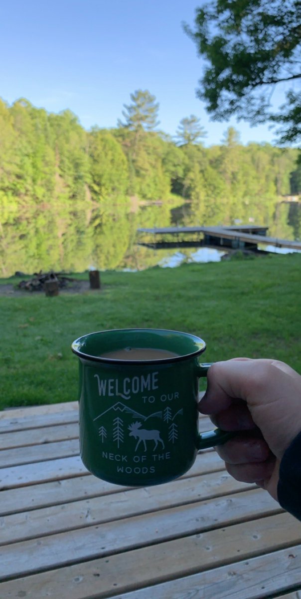 Morning coffee tastes better at the lake 🛶