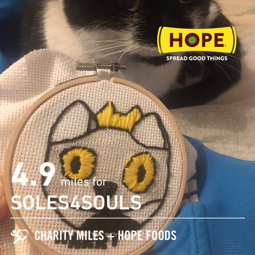 4.9 <a href="/CharityMiles/">Charity Miles</a> for <a href="/soles4souls/">Soles4Souls</a>. Thx <a href="/HopeHummus/">Hope Foods</a> for sponsoring me! #SpreadHope