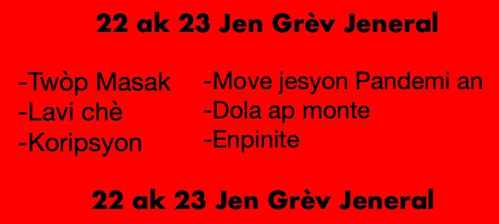 AltenativPopile's tweet photo. 22-23 Jen grèv Jeneral #NouPapTounenNanDiktati https://t.co/tVJmBTkn1J