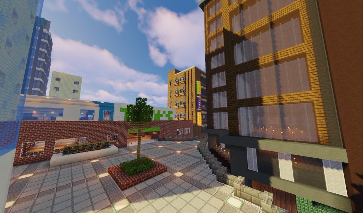 Kagamimochi Minecraft V Twitter 古めの簡単な雑居ビルを建てました これで江府駅前の再開発が完了です マイクラ Minecraft Minecraft建築コミュ バニラ建築学部