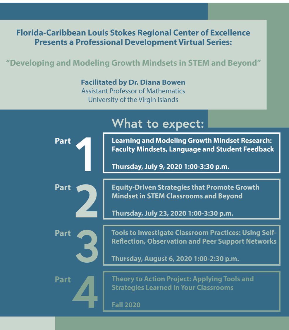 DrJChand's tweet photo. I am excited to rollout a new certificate program on Growth Mindsets in STEM we @FLC_LSRCE partnered with @UVI_edu to develop a quality professional development series for faculty and staff. Visit https://t.co/UTzQIOOQgd for details. #mindsetsforstem https://t.co/VycPbLnXsS