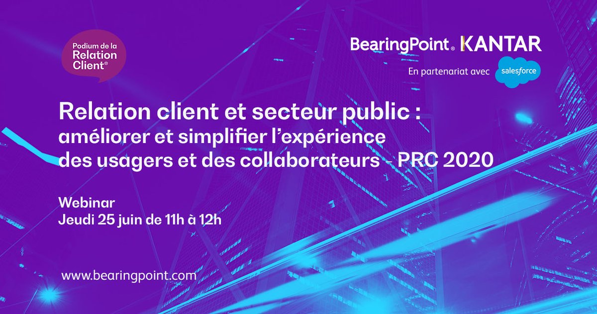 KantarFR's tweet photo. [#PRC2020] Webinar : Dans les administrations publiques, le contexte de sortie de la crise renforce les attentes des citoyens et des agents. Comment y répondre ? 

RDV Jeudi 25 juin à 11h 👉 https://t.co/5hKVVmD1xv

@BearingPoint_FR #ParlonsRelationClient #KI https://t.co/Lg2drFRtlT