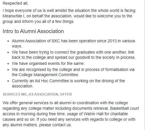 Respected all alumni/nae,I hope everyone of us is well amidst the situation the whole world is facing. Meanwhile we would like to inform you all of a few things regarding the association, services we offer and things we -as alumni- can contribute.