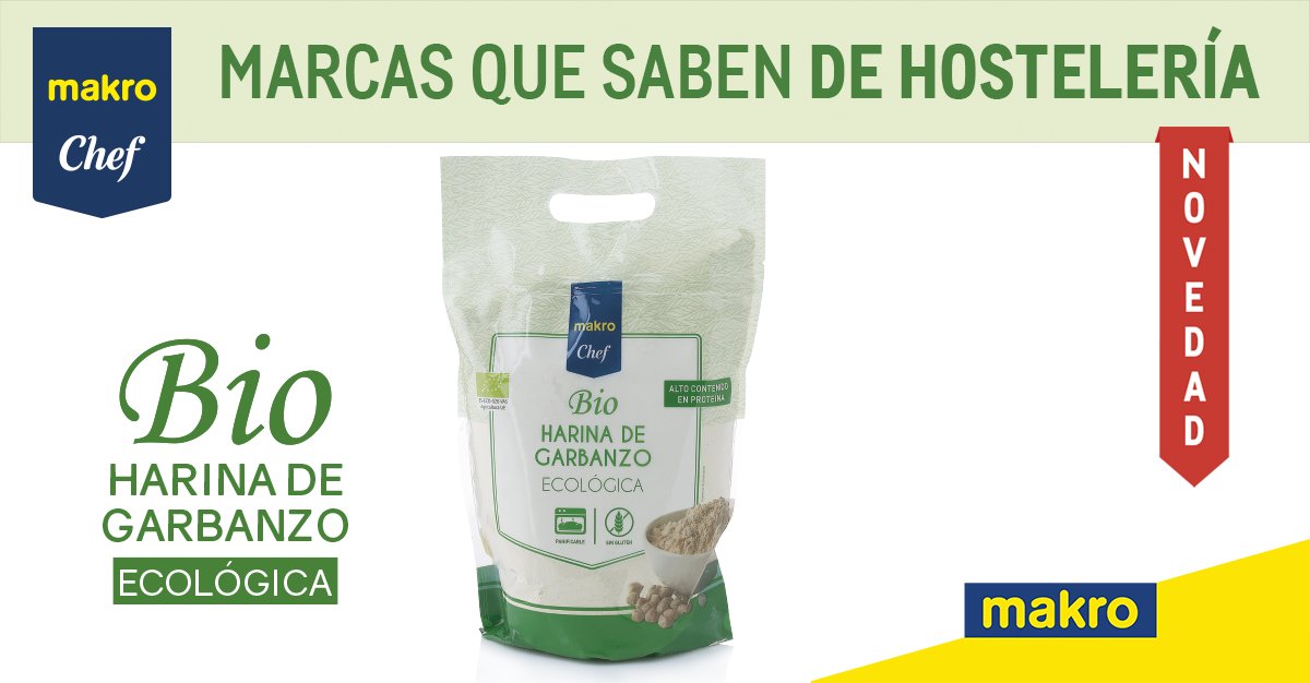 makroESP's tweet photo. Lanzamos la #harina de garbanzo Bio #MakroChef pensada especialmente para #hostelería:
🌱 Procede de agricultura ecológica
🌾 Sin gluten y apta para veganos
🥡 Envase de 2kg
🥮 Para elaborar pan sin gluten, crepes, bizcochos, tortillas...
Descúbrela en 📲https://t.co/nb7vywc0w7 https://t.co/7NauKuL8bQ