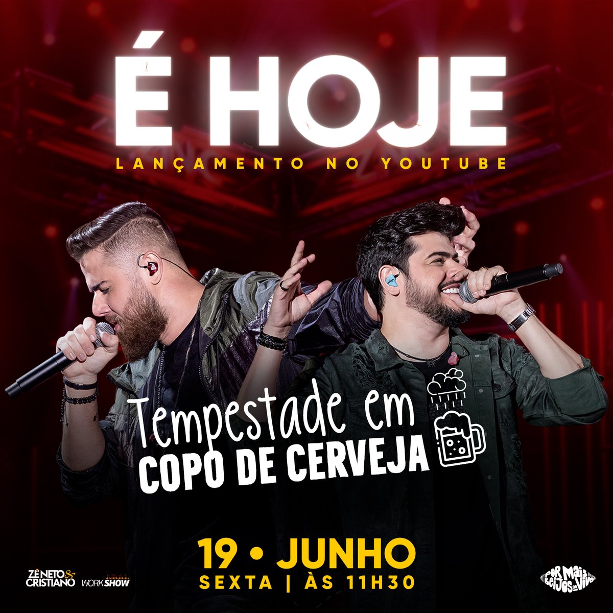 ZNC_Oficial's tweet photo. Daqui a pouco galeeera!!! 11H30 corre no nosso canal no Youtube e bora fazer um brinde pra quem não tá pensando mais em vc! Assista TEMPESTADE EM COPO DE CERVEJA!

#zenetoecristiano #dvdpormaisbeijosaovivo #musicasertaneja #musica #fãs #fã #fans #fan #TempestadeEmCopoDeCerveja https://t.co/OQoRGkGsDD