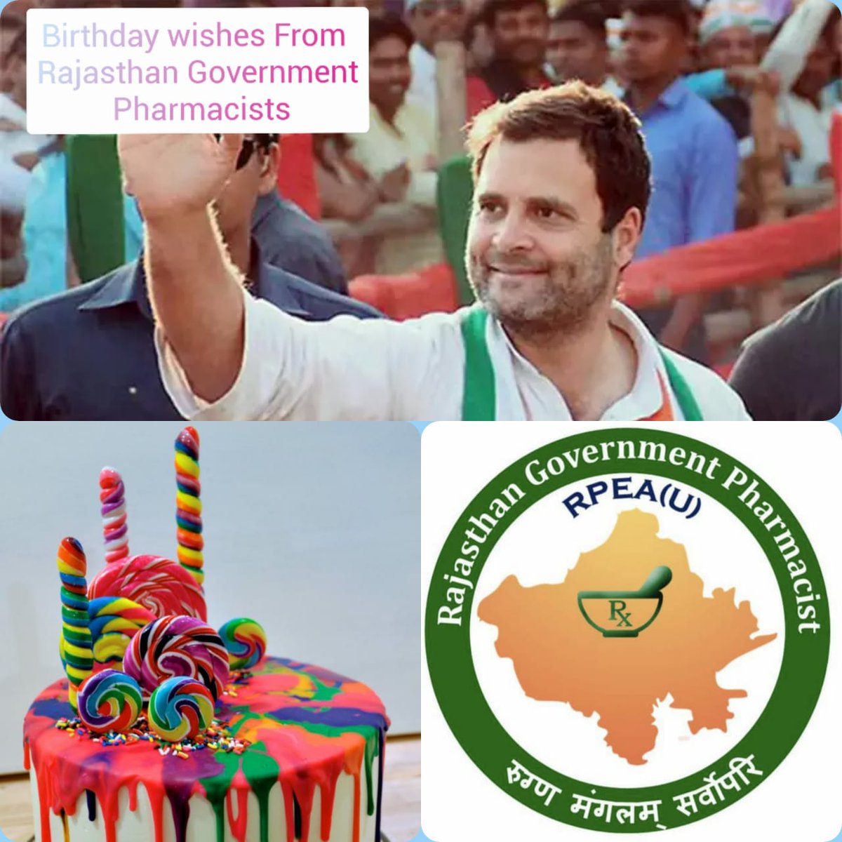 You have been an inspiration to us as we strive to improve our democracy. May you enjoy your special day! And continue being the mass leader that you are . Happy birthday <a href="/RahulGandhi/">Rahul Gandhi</a> Sir 💐💐
<a href="/RPEA_U/">RAJASTHAN PHARMACIST EMPLOYEE ASSO.(U)</a>
@rpeau_churu <a href="/ashokgehlot51/">Ashok Gehlot</a>
<a href="/RaghusharmaINC/">Dr. Raghu Sharma</a>
#Pharmacist_cadre_Rajasthan
