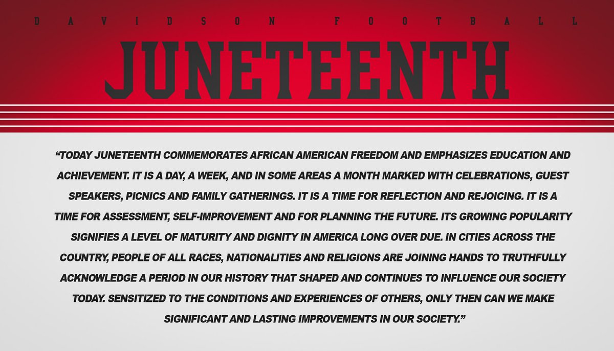 Today our program will celebrate Juneteenth

Instead of meetings and workouts our players and staff will be watching a video from The National Museum of African American History &amp; Culture, as Founding Director Lonnie Bunch III, takes us on a virtual tour. #WE