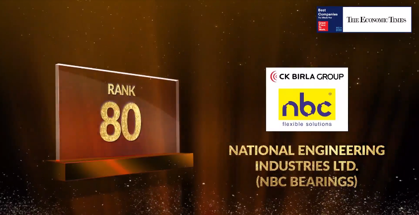 GPTW_India's tweet photo. "#100BestCompanies Visit https://t.co/P5mXvkC66a for live updates. Congratulations @nbcbearing on creating a High-Trust, High-Performance Culture™. @EconomicTimes 
#BestWorkplaces #GPTW4ALL" https://t.co/DmiZV3FzsZ