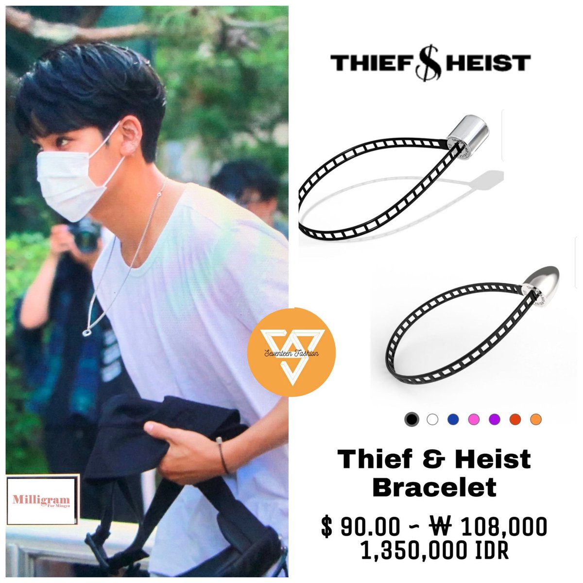 Mingyu wore Thief & Heist Bracelet in Music Bank Pre-Recording