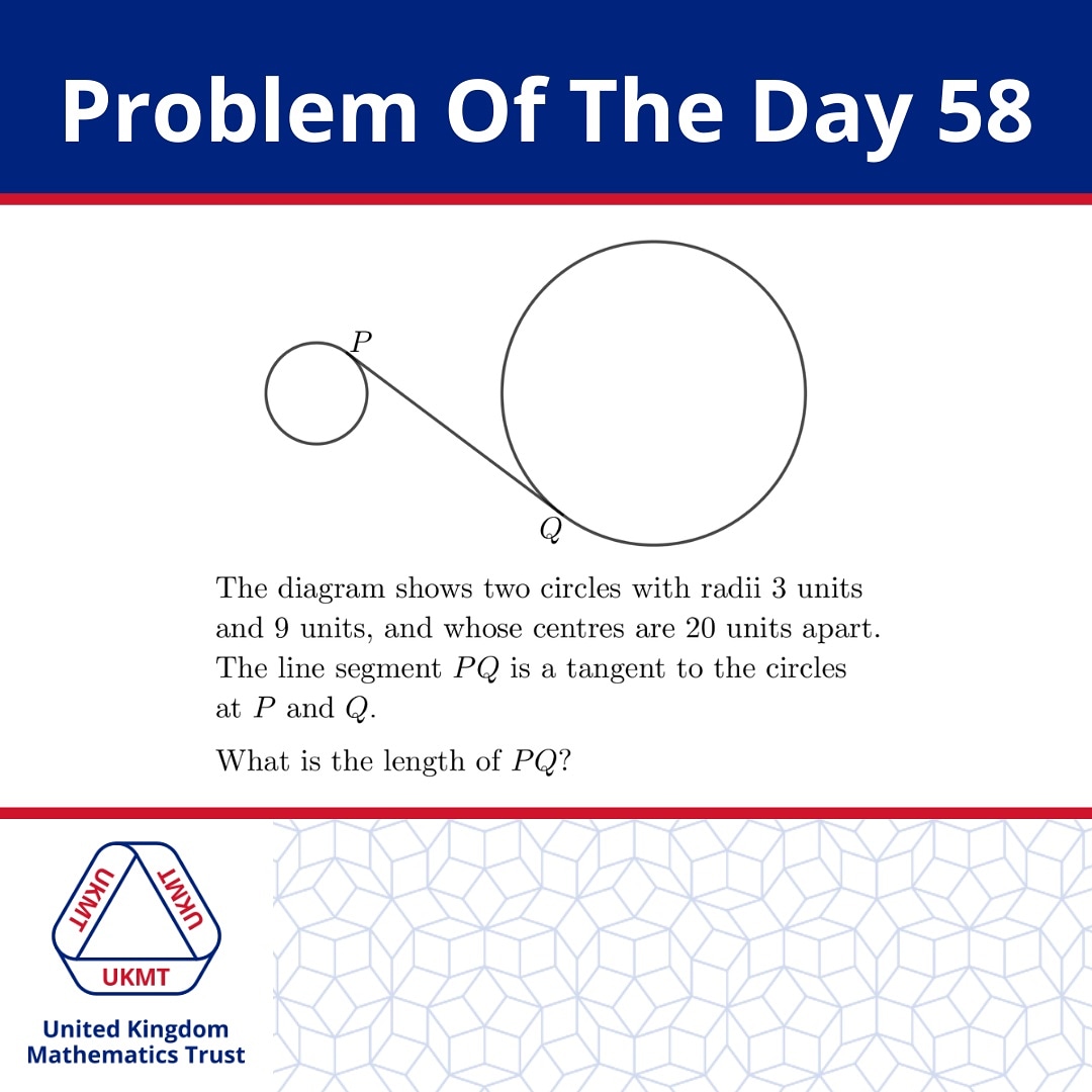 UKMathsTrust's tweet photo. Hooray is Friday!

Let's finish the week with another great Problem of the Day! 😊

#ukmt #ukmathstrust #problemoftheday https://t.co/gA7bTmyTPC