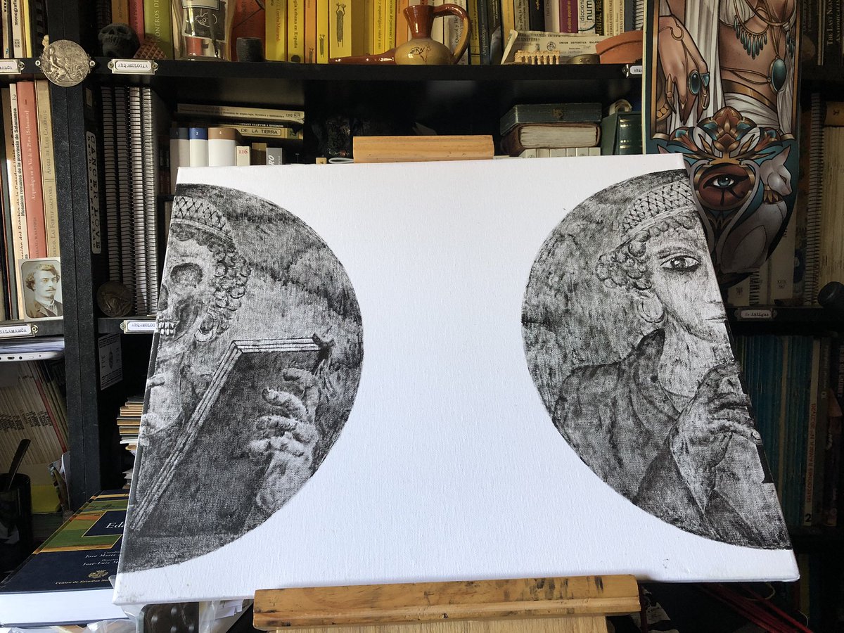 Hijxs de Harris. Seguimos con la colección ArqueoDonna, hoy con un toque (electro) grecolatino, Safo o la poetisa de Pompeya. MANN (s.I) ¡Otra arqueología es posible! Jalón y honor! Estratigrafía o muerte! (Óleo sobre lienzo (50*40) “...ven pues, ¡oh Diosa! Y mis anhelos cumple.”