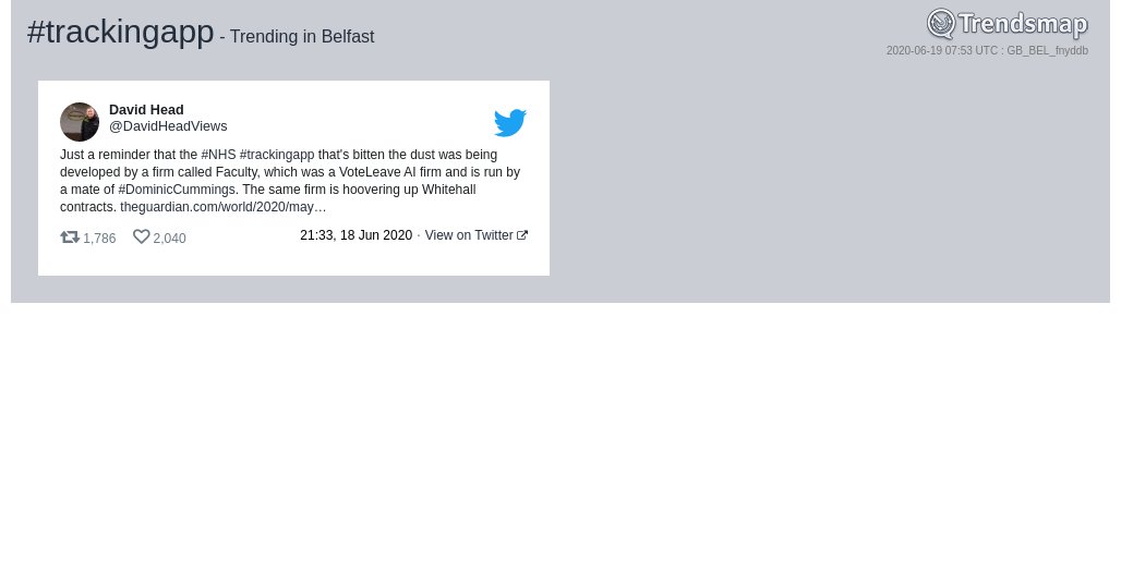 TrendsBelfast's tweet photo. #trackingapp is now trending in #Belfast

https://t.co/wD5sLMzHMW https://t.co/KGsac3v988