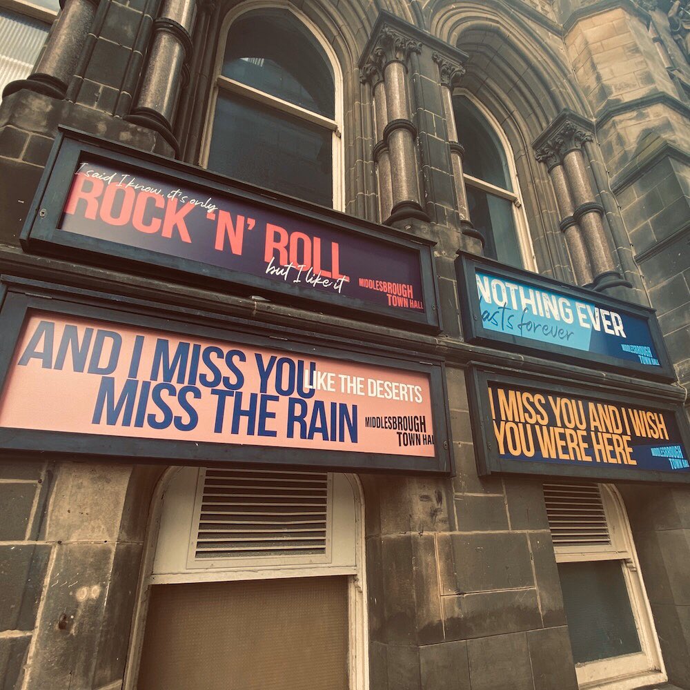 nortonjamesdes's tweet photo. For as long as I can remember whenever I’ve passed these boards on @mbro_townhall I can’t help looking to “see who’s on” - never did I expect to see my work up there - happy days! https://t.co/KYRQMHDaKi