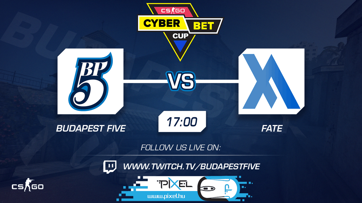 BudapestFive's tweet photo. 🚨 BP Five vs. @FATEesports at @CyberBet_ Summer Cup 2020
⏰ 17:00 kezdés - BO3
📺 https://t.co/tuOORE1pN1
🎤 @gabesson1
🌐 https://t.co/AVAr1TsPwp
#letsgobp5 #pixelware #kingsneverdie https://t.co/EW4Ji3I0ah