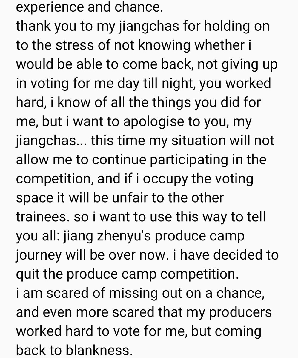 ultliumeng's tweet photo. [ TRANS ]

jiang zhenyu's weibo update in pic

original link:
https://t.co/bmvNUExpZk

#ProduceCamp2020 #Chuang2020 #创造营2020 https://t.co/tN92tNhqM5
