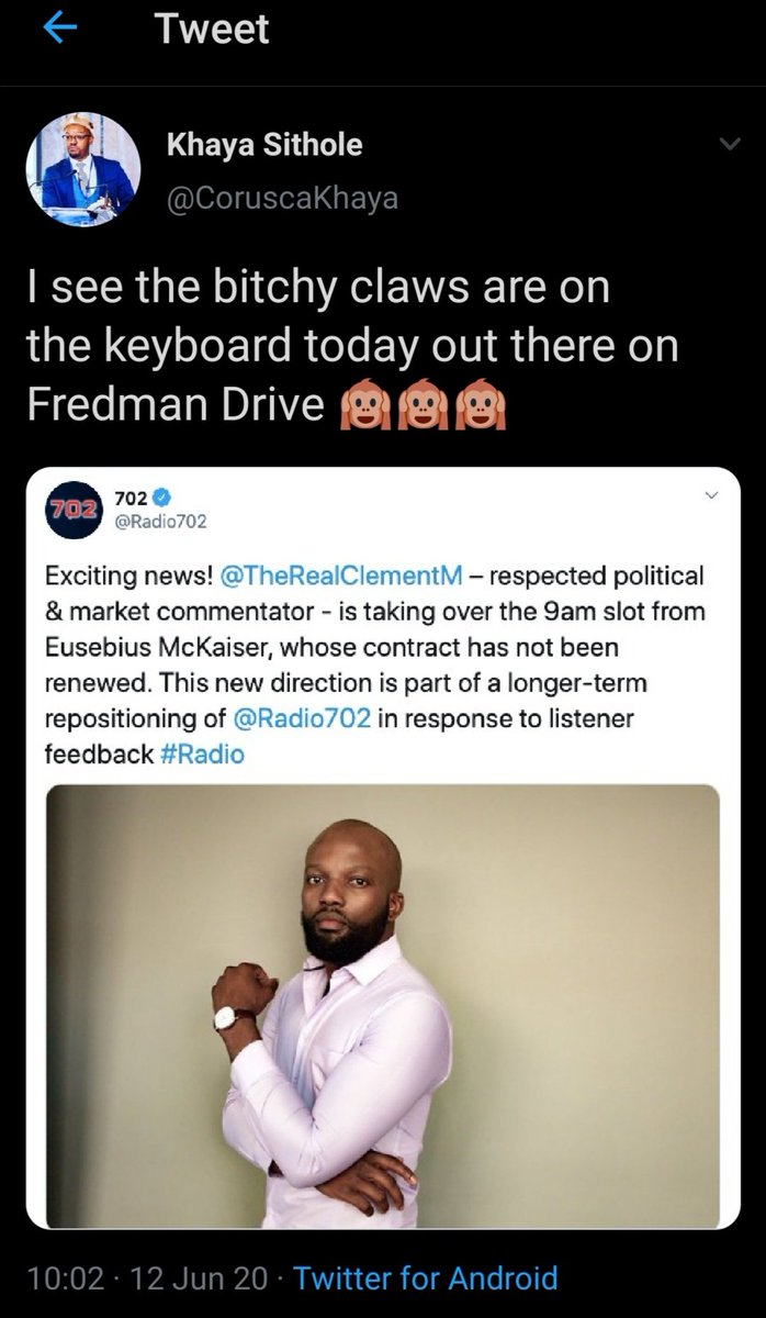 Last week  @Eusebius announced that he would be leaving  @Radio702 to pursue other interests. As those who follow him would know, he has quite a wide range of interests. That& #39;s one part.What we also know is that bridges are few and fragile in the SA media landscape...