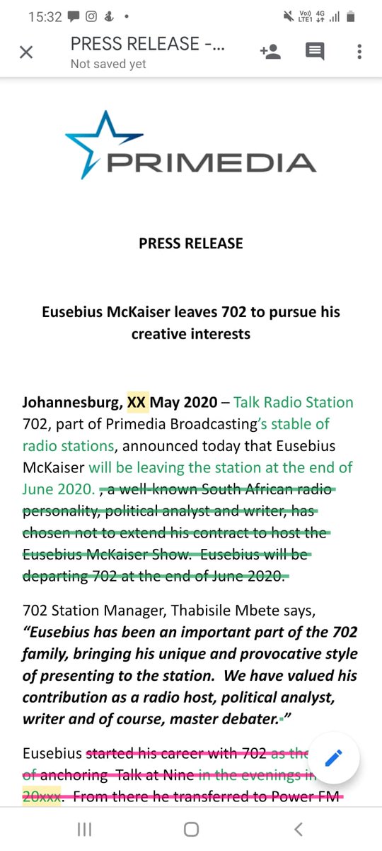 Last week  @Eusebius announced that he would be leaving  @Radio702 to pursue other interests. As those who follow him would know, he has quite a wide range of interests. That's one part.What we also know is that bridges are few and fragile in the SA media landscape...