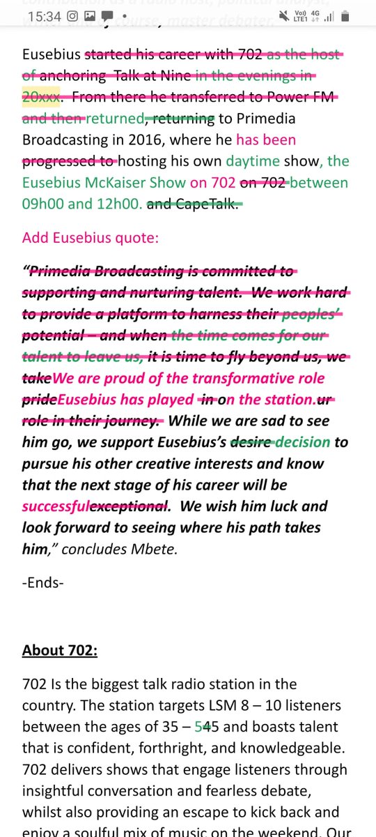 Last week  @Eusebius announced that he would be leaving  @Radio702 to pursue other interests. As those who follow him would know, he has quite a wide range of interests. That's one part.What we also know is that bridges are few and fragile in the SA media landscape...