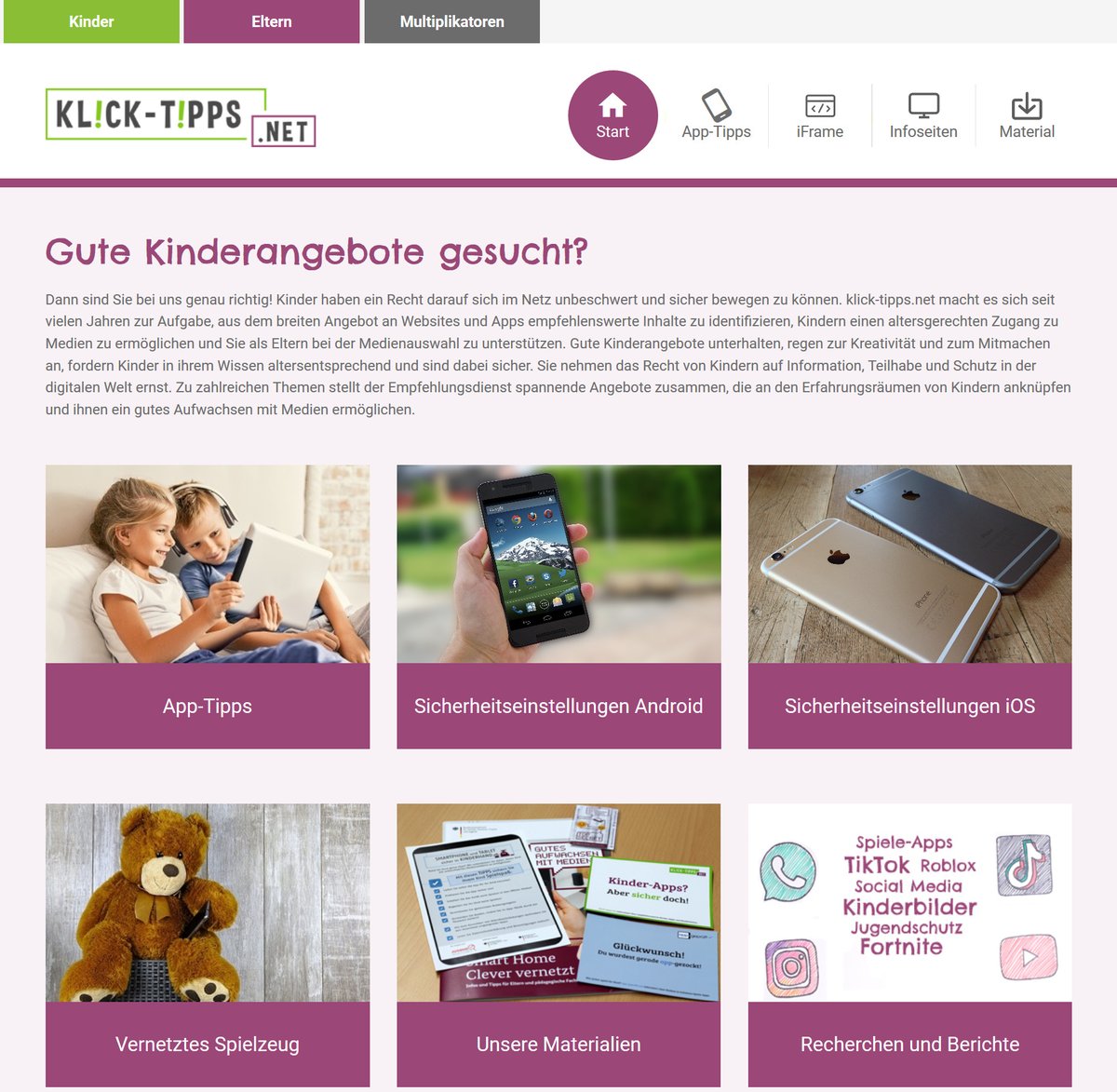 KlickTipps's tweet photo. Eltern und pädagogische Fachkräfte finden auf unserer Erwachsenenseite https://t.co/69VAQEzCiW u.a. ausführliche Infos zu empfehlenswerten #Kinderapps, #Sicherheitseinstellungen und #Smarttoys. https://t.co/r0coGVupek
