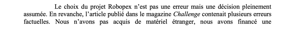 En audition devant la commission défense de l'AN, le patron de l'Agence d'innovation de la défense (AID) Emmanuel Chiva cite l'article de Challenges sur la commande de robots israéliens Probot pour assurer qu'il « contenait plusieurs erreurs factuelles ». Il n'en est rien. Thread