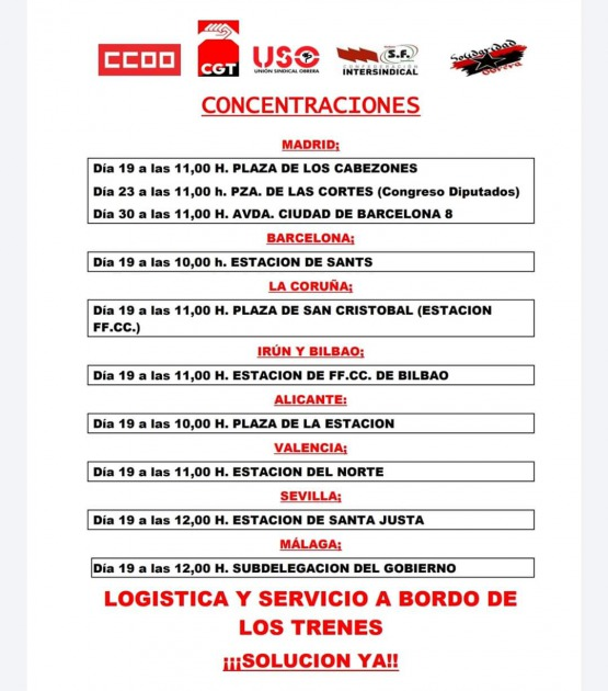 SFFCGT's tweet photo. Hoy concentraciones por el #ErteEnElTren por el #empleo @ferrovial_es 
2000 #tripulantesenerte en lucha por los puestos de trabajo 
En defensa de la seguridad en @Renfe @Adif_es @mitmagob https://t.co/oFgrnFF8HR