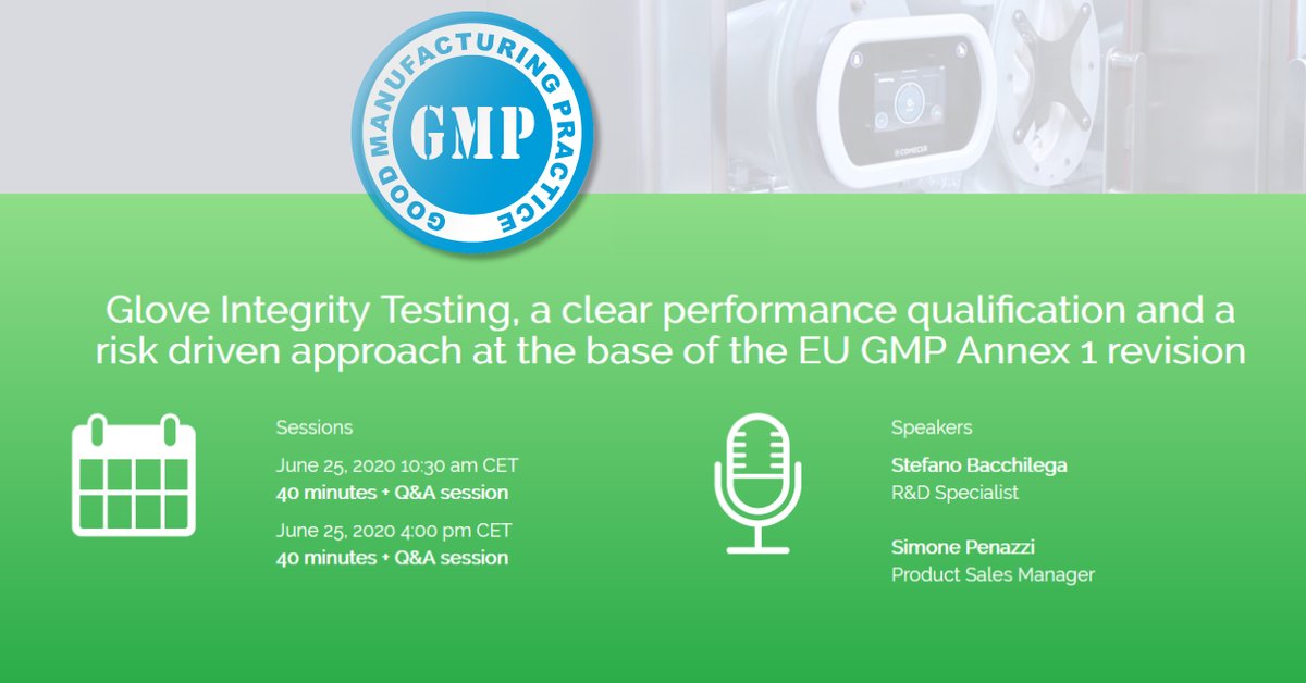 comecer_group's tweet image. Statistically, gloves are the first source of tightness problems inside an isolator. That’s is why you should sign up for our upcoming webinar on Thursday the 25th of June.
Just pick the best time for you and sign up here: ow.ly/rqJq50Ab1Dh
#GloveTesting