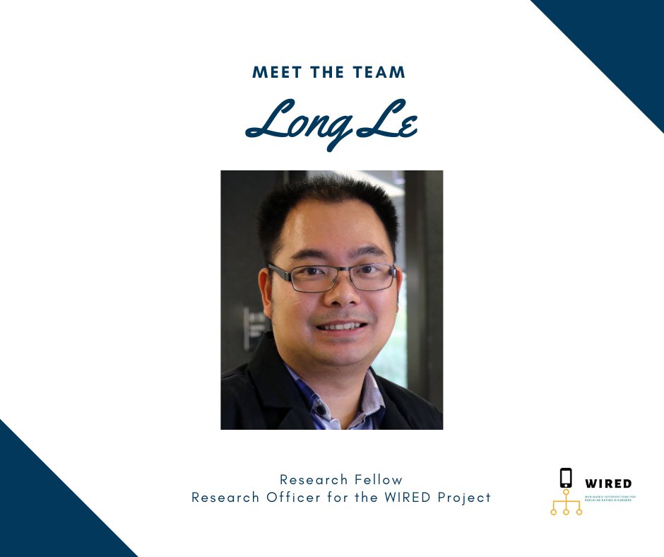 WIREDProject2's tweet photo. Meet the WIRED Team: Long Le

Long Le is a Postdoctoral Research Fellow at Deakin University. 

He is an #healtheconomist and will involve in conducting economic evaluations for the #eatingdisorder apps developed in this project. https://t.co/EpzMf8P0uW