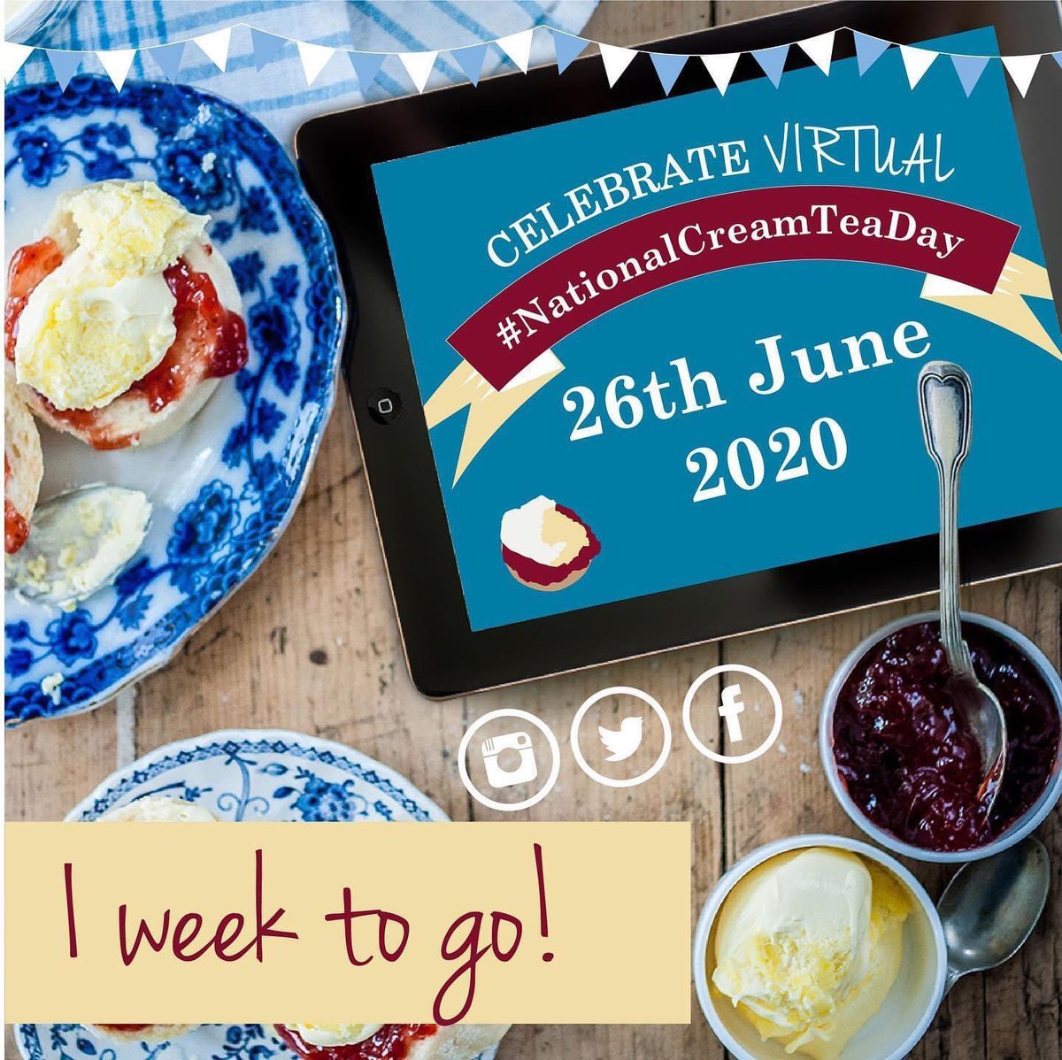 Order your Cream tea boxes today, so as it’s National Cream Tea Day next Friday, we are doing a special box.
4 homemade scones, fresh strawberries, clotted cream, strawberry jam, 2 lemon tarts with fresh raspberry, 2 chocolate brownies includes two envelope English breakfast tea.