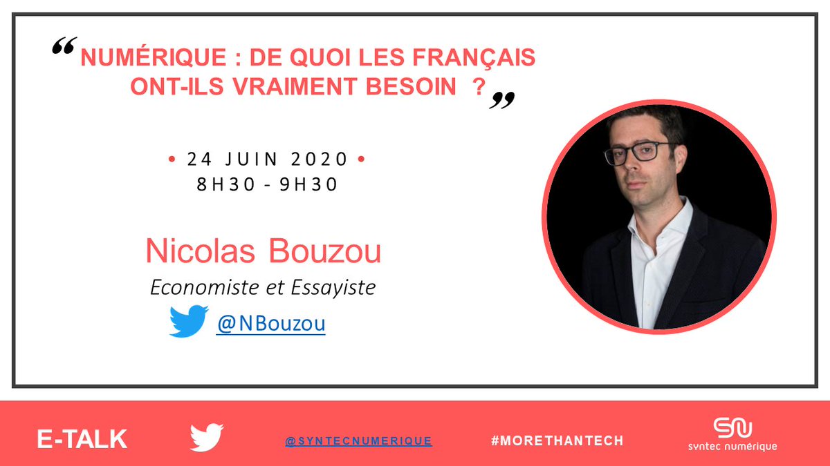 numeum_'s tweet image. @NBouzou, économiste et essayiste interviendra également lors de notre e-talk « #numerique, de quoi les français ont-ils VRAIMENT besoin ? »
✍Inscrivez-vous ici➡️syntec-numerique.fr/evenement/e-ta…
#MoreThanTech #TechForGood