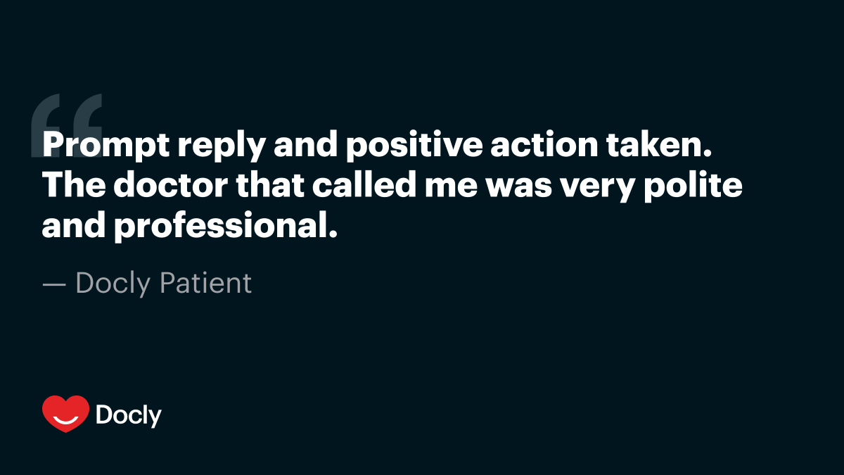 Docly's tweet image. We may be a digital-first service but, if we need to, we&apos;ll pick up the phone and call as part of the consultation. #feelgoodfeedback docly.uk