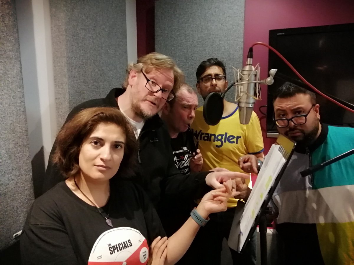 gusman's tweet photo. Series 9 (nine) of @FagsMagsandBags airs from TODAY 11.30am on @BBCRadio4 - here's your lovely cast for today's ep 'Hamster Gamut' along with a customary pointy script pic. Catch up later on @BBCSounds. #FiveAlive! #Ooft! #shopisback! #fagsmagsandbags https://t.co/QTdncz0xzk