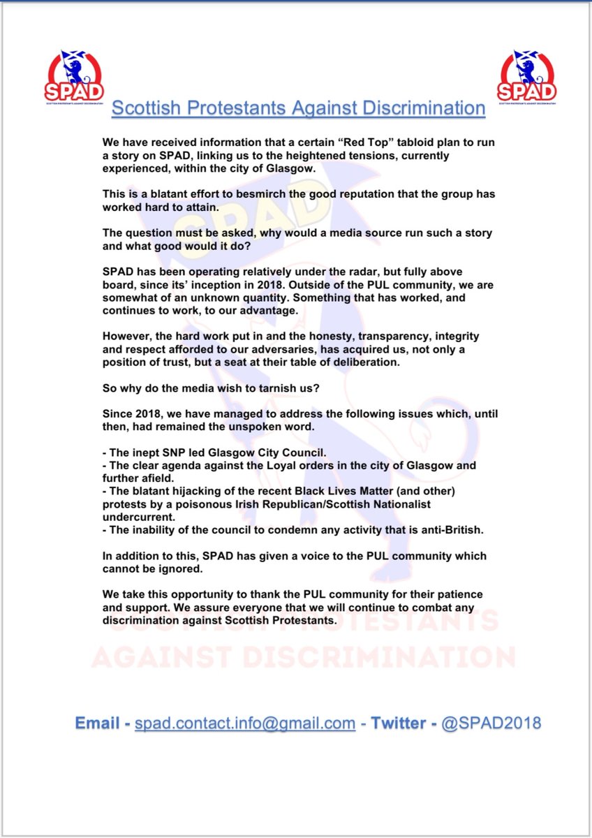 Scottish Protestants Against Discrimination (@spad2018) on Twitter photo 