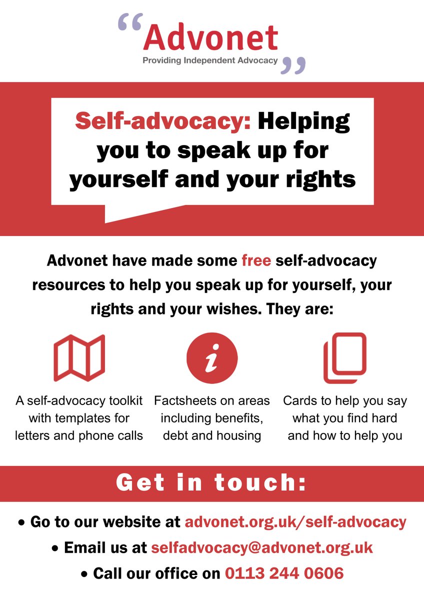 We have a meeting planner, phone call planner and factsheets to help you speak up about your rights! To see these and all of our #SelfAdvocacy tools, please click here: advonet.org.uk/self-advocacy/