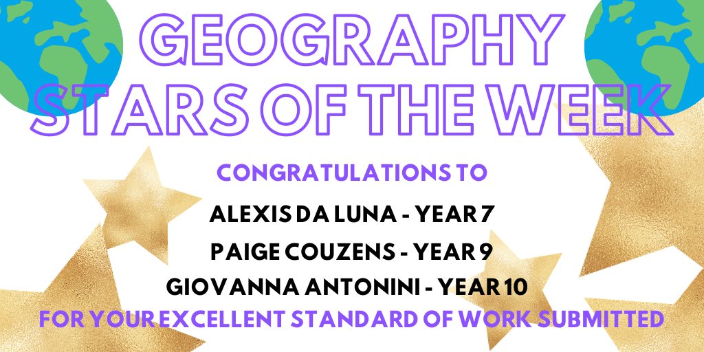 Another great week from our home learning from our Geographers. 🌎🌍 Stars of the week this week are...