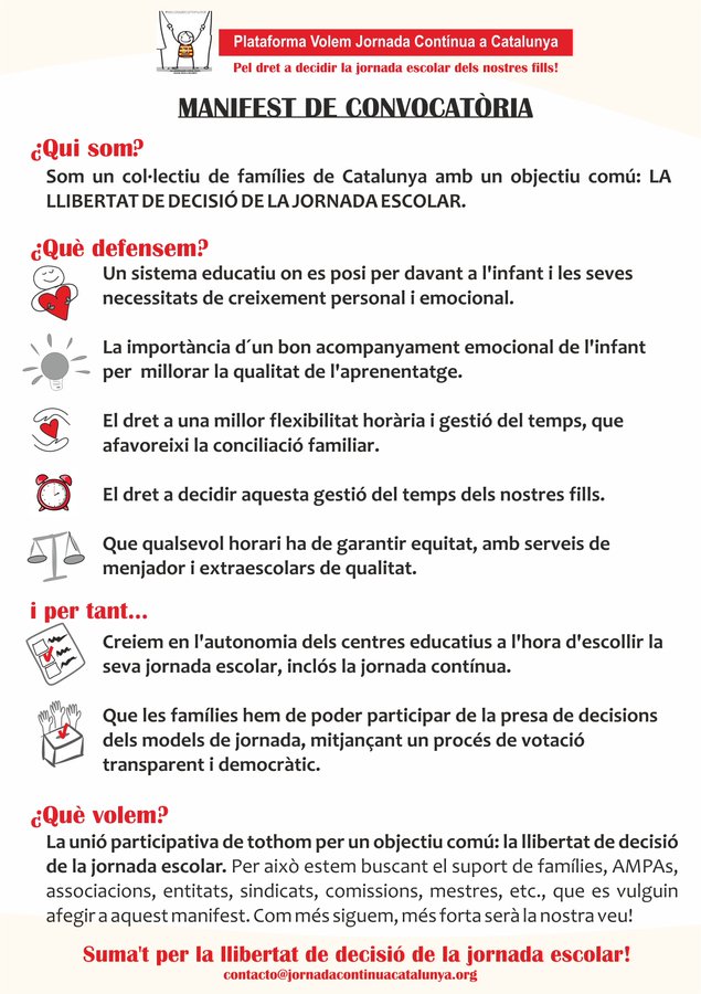 Jessica78995794's tweet photo. #VolemJornadaContinua i #covid19HorariFlexible
Per la lliure elecció de l’horari escolar. 
@ContinuaCat

Obrim les escoles a la participació democràtica dels claustres, famílies i alumnat. https://t.co/3AJu3FVTSL