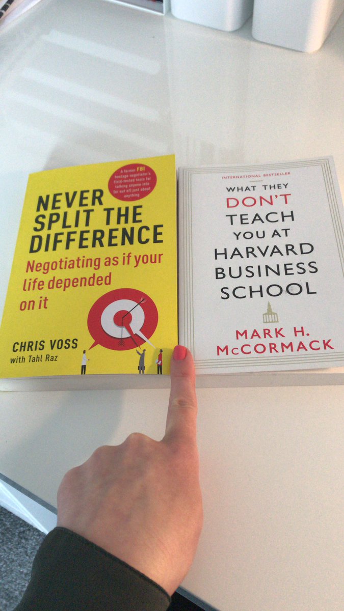 linambaker's tweet photo. I’ve read loads in my career of 15 years but these two recent finds must be my favourite - and I couldn’t pick one 😀 What’s your favourite? #neversplitthedifference #whattheydontteachyouatharvardbusinessschool #chrisvoss #markmccormack https://t.co/wgcZ2llJFB
