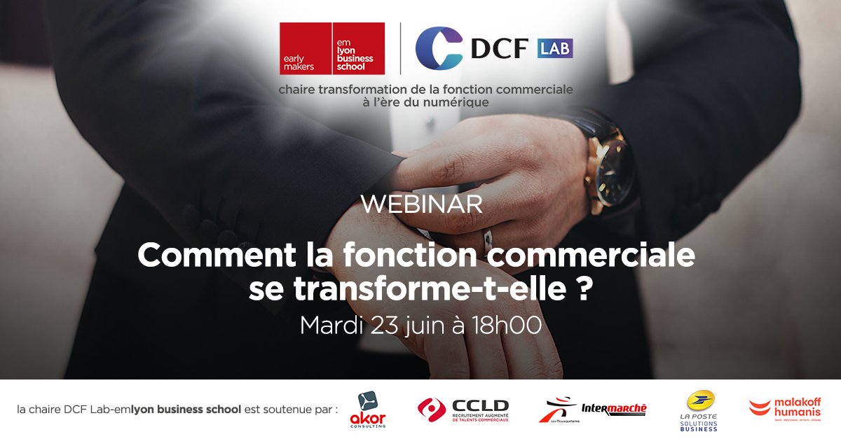 La fonction commerciale se digitalise! Rejoignez notre webinar pour découvrir comment les métiers de commerciaux &amp; managers se transforment
📅RDV le 23/04 à 18h avec Laure Guigard &amp; Anna Bluteau de la chaire DCF Lab <a href="/EMLYON/">emlyon business school</a>
Inscrivez-vous👉bit.ly/3hlziig
<a href="/LaPosteBusiness/">LaPosteSoluBusiness</a>