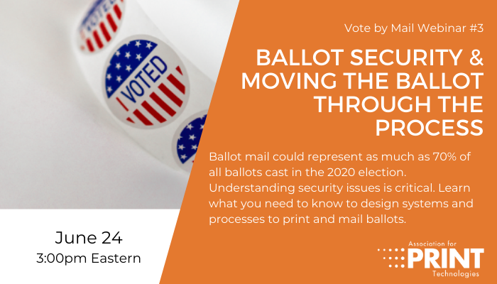 APT_tech's tweet photo. Join us for this collaborative program between the National Vote at Home Institute, and APTech. Hear from election officials/tech experts on how each ballot is printed, mailed, tracked, and verified throughout the process. 

Save your spot NOW --> https://t.co/o2yJvhxKTp https://t.co/yNY0rXAKNh