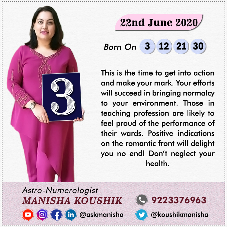 KoushikManisha's tweet photo. Know your Numerology Forecast for 22nd June 2020 as per Birth Date - Life Path Number Predictions by Astrologer Manisha Koushik ☺️

#numerologyreading #numerologylife #numerologia #numerology1 #numerology2 #numerology3 https://t.co/EtYQsH2QXJ