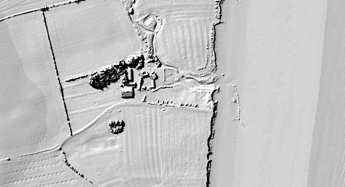 There is a lot ridge and furrow that survives around Auburn farm. These earthworks are the remains of the field systems that supported the medieval village of Auburn. Auburn was abandoned due to coastal erosion, leaving just the farm we see today and a chapel (dismantled c1700)