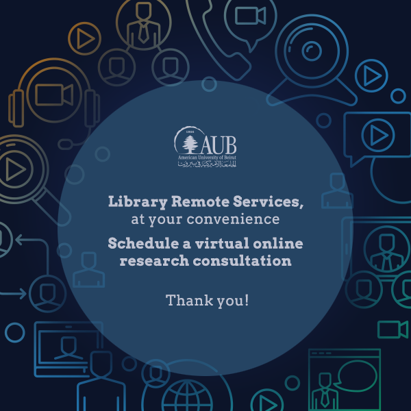 AUBLibraries's tweet photo. Book a Virtual Online Research Consultation with your Subject Librarian:
https://t.co/SWhx2ZbL8L
#AUBLibraries #researchsupport #onlineconsultation #teleguidance #covid19 #stayhome #meetwithalibrarianonline https://t.co/eOZDqLBkdt