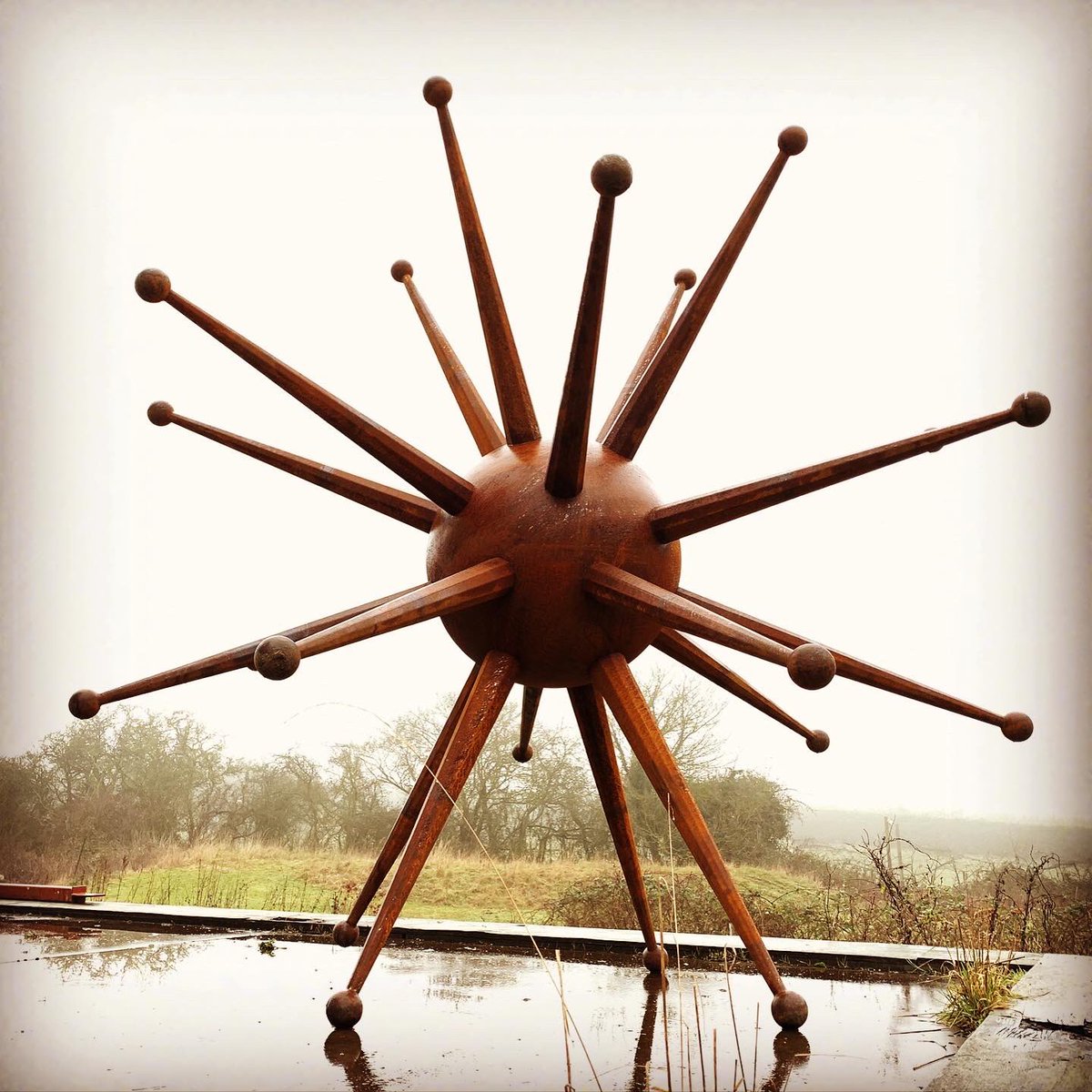 VilliersLtd's tweet photo. This sculpture was finished in January. We called it Starburst. Before the harsh realities of the #COVID19 pandemic hit the world. We have renamed it Nemesis. It sits outside our workshop. We hope it comes to reflect the resilience &amp; strength of humanity in the face of adversity. https://t.co/PD6T2bgUFA