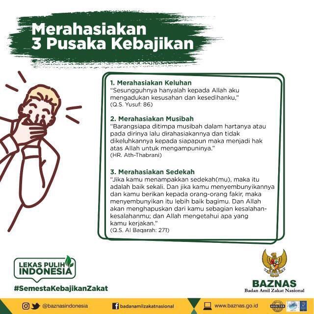 Baznas On Twitter Ada 3 Hal Yang Menjadi Pusaka Kebajikan Yaitu Merahasiakan Keluhan Merahasiakan Musibah Dan Merahasiakan Sedekah Hr Thabrani Baznas Semestakebajikanzakat Lekaspulihindonesia Covid19 Https T Co Nkckijeris