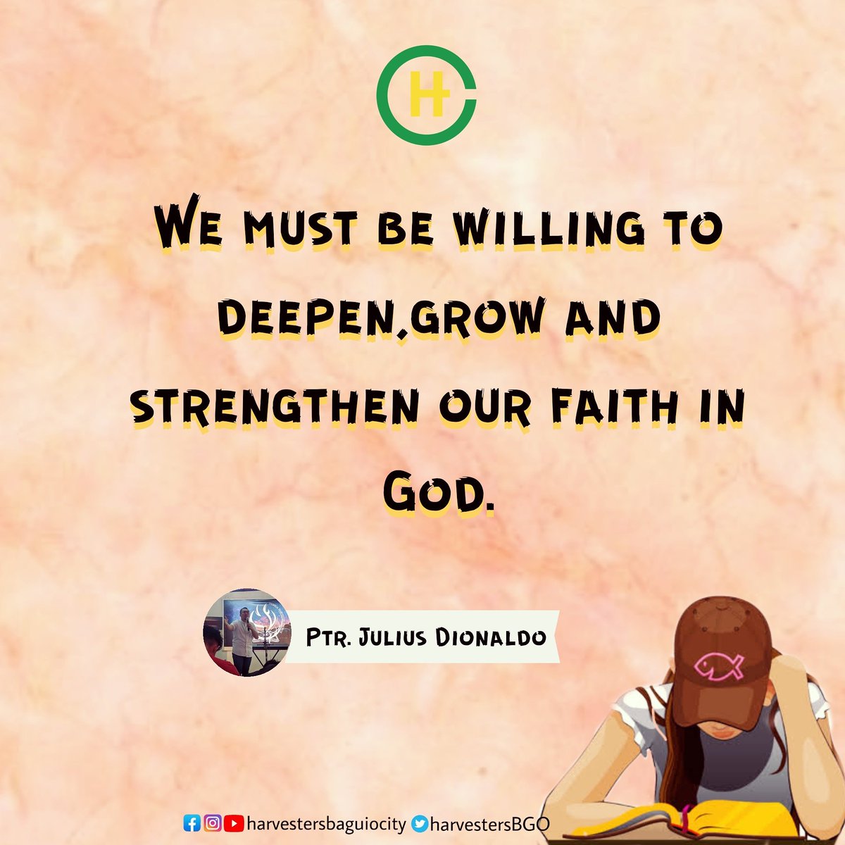 harvestersBGO's tweet photo. We must be willing to deepen,grow and strengthen our faith in him. -Ptr Julius Dionaldo
#PQTD (Pastor's Quote of the Day) https://t.co/sJF6Tjm84e