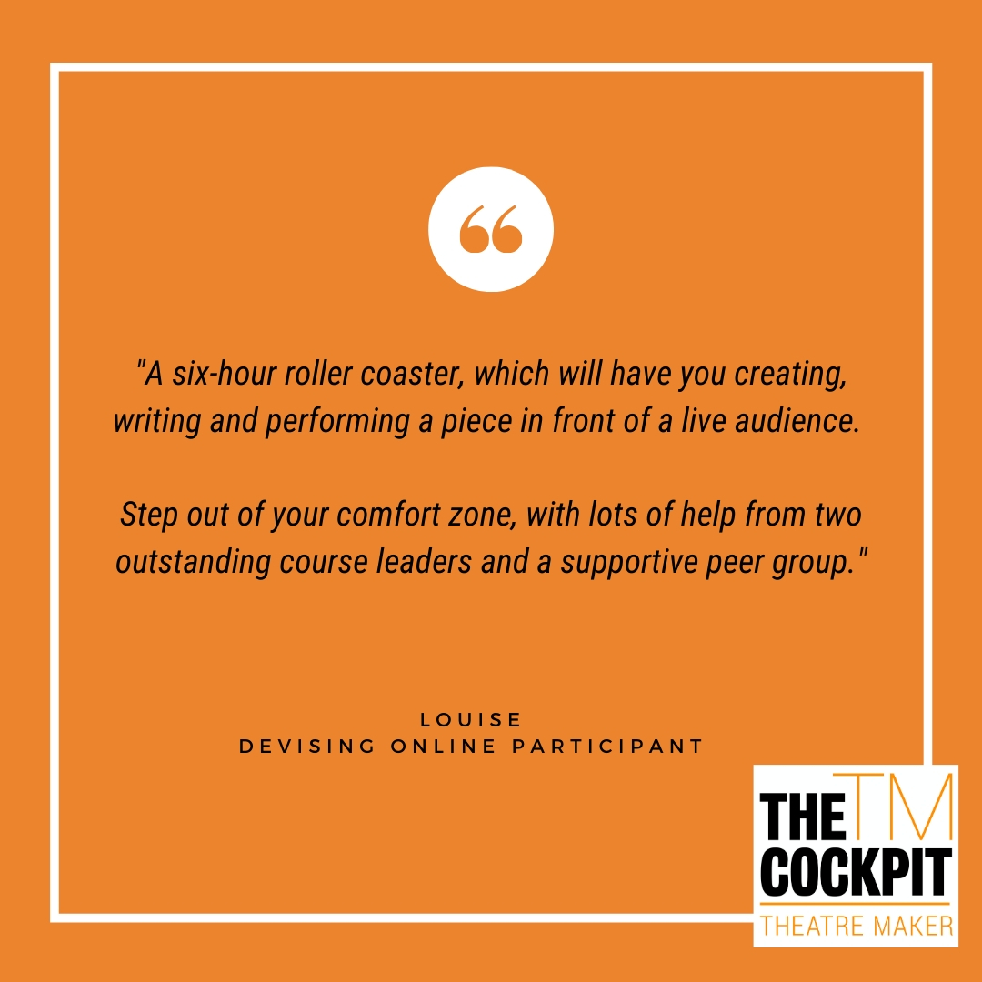 cockpittheatre's tweet photo. DEVISING ONLINE is back! Starts 11 July!
3 sessions to devise a new piece of theatre.
Rehearse it, tech it, then perform it at our online scratch night! Brilliant!
https://t.co/xO1rjnYPY9
#theatremaker #devise #actorslife #online #lockdown #lockdownclass #theatre #theatreonline https://t.co/ZQnu6Z40uN