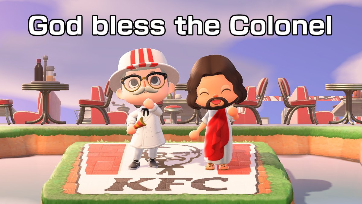 JohnSteveAbbu's tweet photo. just won a bucket of chicken from the #KFCVirtualStore thanks to #AnimalCrossing #ACNH #NintendoSwitch https://t.co/FcC0IhYstW