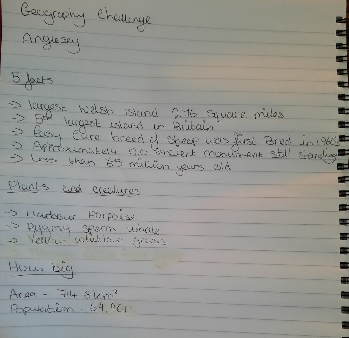 LeighSEdmondson's tweet photo. @bbsgeography @thebrooksbank @visitwales @angleseycouncil @VisitAnglesey @AngleseyAbbeyNT @WeAreAnglesey Amy's contribution 😊 #geography #geographychallenge #homeschoolUK #Anglesey #Wales #Welsh #sheep #harbourporpoise #pygmyspermwhale #yellowwhitlowgrass #largestWelshisland #GreatBritain #extralearning #virtualhike #explore #spiritofbbs https://t.co/GX50saLju7