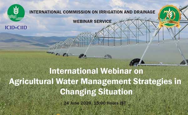 icidorg's tweet photo. International Webinar on Agricultural Water Management Strategies In Changing Situation, 24 June 2020, 15:00 Hours, IST
Register at: https://t.co/ssyj1HhjfA
The webinar includes very interesting presentations from eminent invited international speakers. https://t.co/RYrhjkV43c