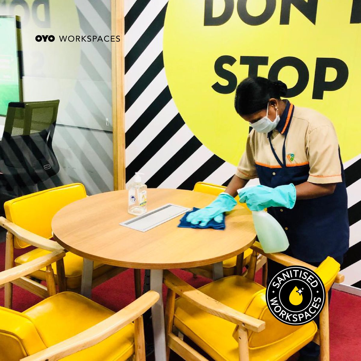 innov8cowork's tweet image. Safety is the new norm at OYO Workspaces. We’re scrubbing and sanitising round-the-clock to make sure you make every moment work without a worry. 😷🧴🧽

#SanitisedWorkspaces #Safe4Work #BackToWork #Coworking #OYOWorkspace #Innov8 #StaySafe #Coworkingspace #Coronavirus