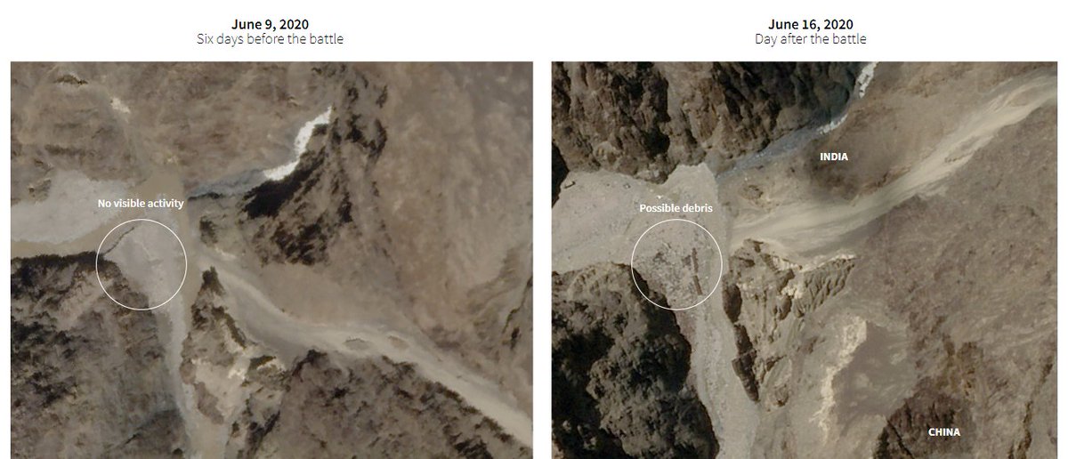 Adding this comparison between the 9-16 of June as well that shows the camp did indeed leave some time between may & june but debris arrived instead at the same spot --- via  @reuters